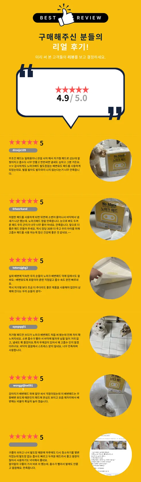 노마크 발도장 없는 배변패드, 대형, 40매입, 3팩 상세 이미지 2
