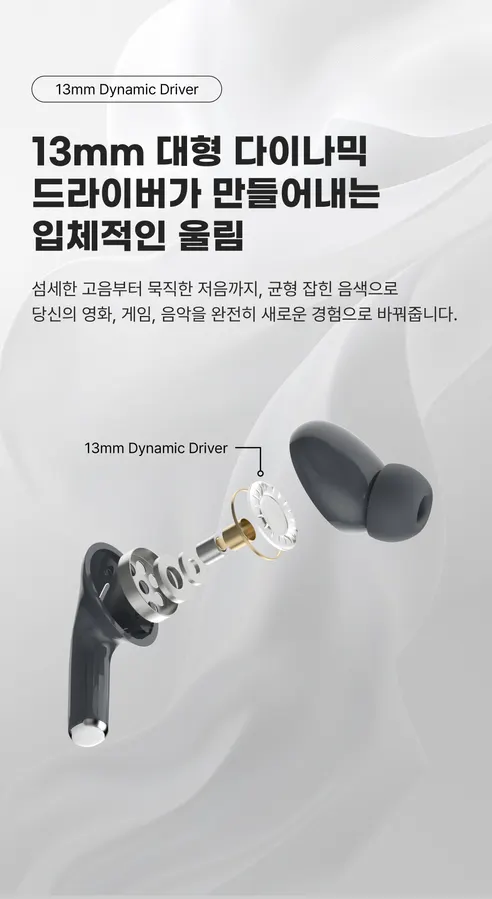 팬톤 ANC 노이즈캔슬링 터치스크린 오토 페어링 아이폰 호환 C타입 충전 무선 블루투스 이어폰 BT350A, 그레이, 1개 상세 이미지 10