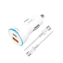 엑티몬 2포트 PD 83W 초고속 차량용 충전기, MON-CC-PD65W+18W, USB-C, 1.2m, 화이트, CtoC 케이블 포함, 1개