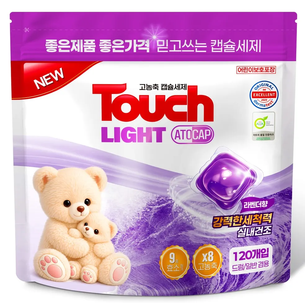 터치 라이트 아토캡 고농축 캡슐세제, 8g, 120개입, 1개 상품 이미지