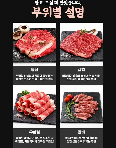 한가득 소고기 한판 세트, 살치 200g + 갈비 200g + 등심 300g + 우삼겹 300g, 1kg, 1개 상세 이미지 6