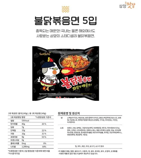 인기라면 4종 세트(팔도비빔면, 불닭볶음면, 삼양라면, 짜르르), 1세트 상세 이미지 7