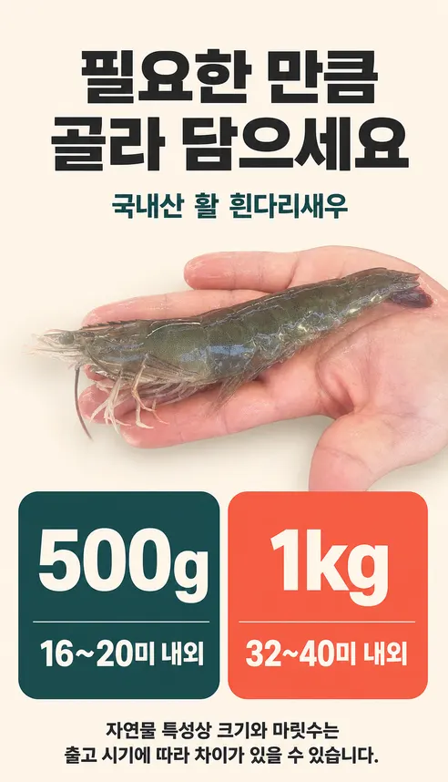 산들에담다 국내산 노지 활 새우, 500g, 1개 상세 이미지 4