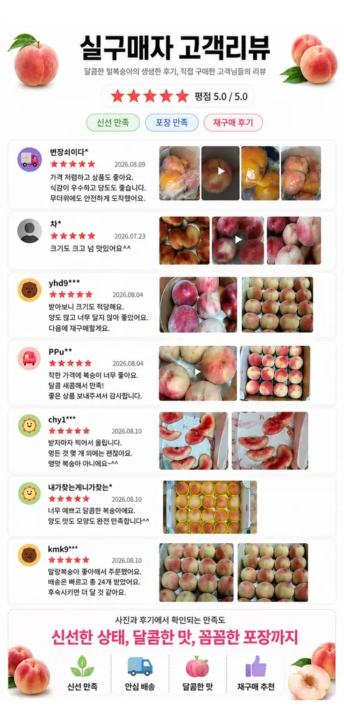 팜보스 국내산 아삭이털복숭아, 랜덤과, 4kg, 1박스 상세 이미지 4