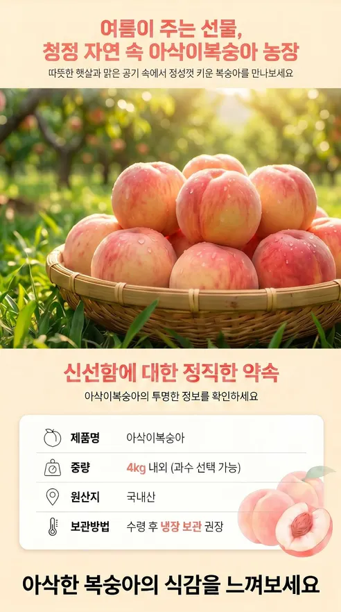 팜보스 국내산 아삭이털복숭아, 랜덤과, 4kg, 1박스 상세 이미지 11