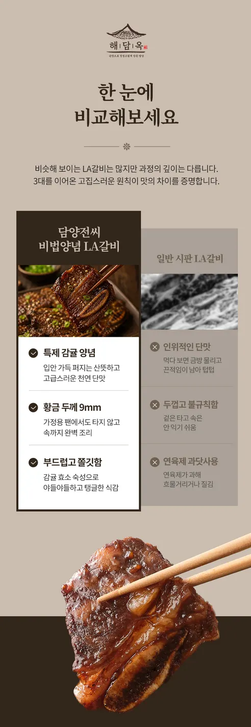 담양전씨 비법양념 LA갈비, 1kg, 2팩 상세 이미지 5