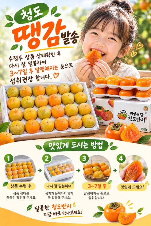 씨없는 청도 반시, 5kg, 41-50과, 1박스 상세 이미지 3
