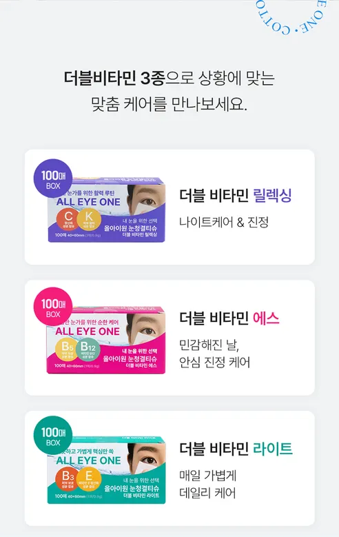 코튼데이 올아이원 눈청결티슈 더블비타민 라이트, 100매입, 1박스 상세 이미지 5