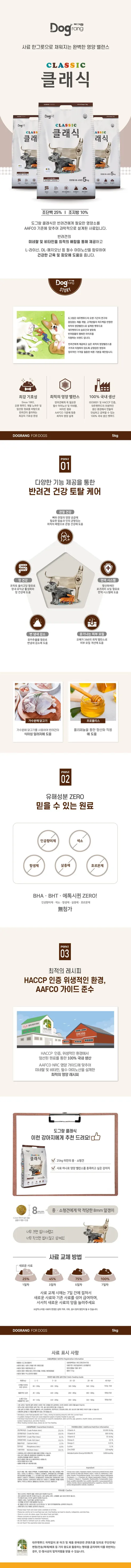 도그랑 클래식 전연령 강아지사료, 닭, 5kg, 1개 상세 이미지 1