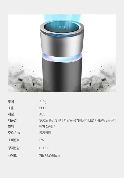 세이헬로 차량용 공기청정기, SAYCLEAR-2573, 아르고블랙, 1개 상세 이미지 24