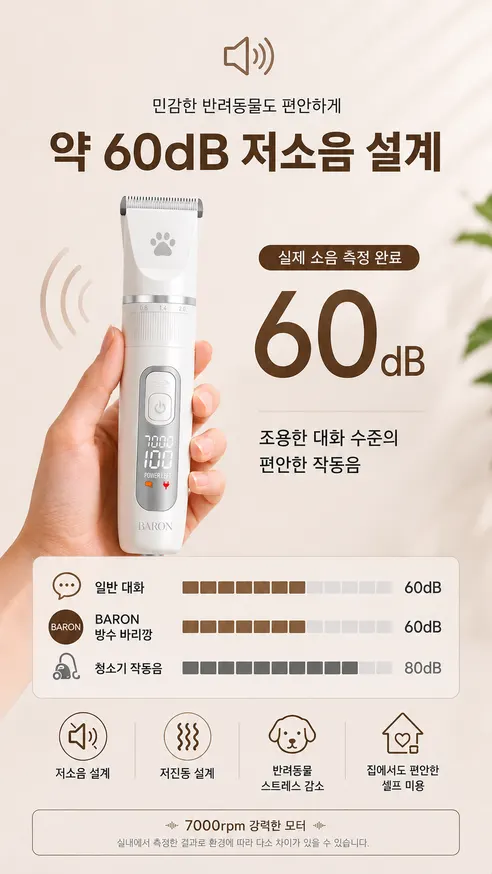 바론 반려동물 방수 바리깡 이발기, 화이트, 1개 상세 이미지 15