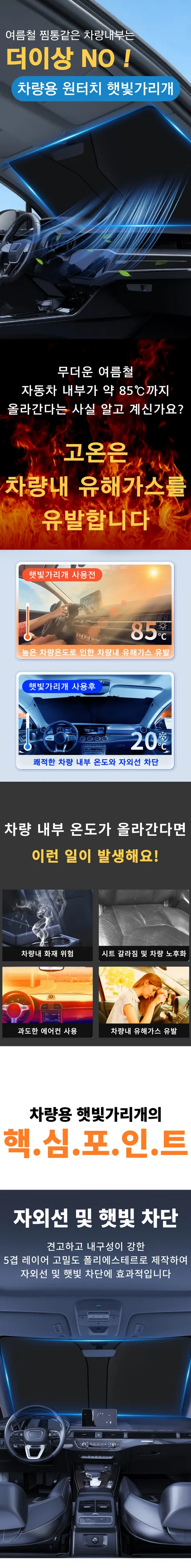 차량용 원터치 앞유리 햇빛가리개, 블랙, 대형, 1개 + 휴대용 파우치 증정, 1개 상세 이미지 2
