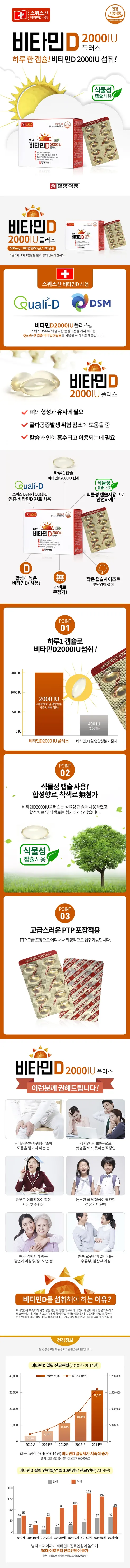 일양약품 비타민D 2000IU 플러스, 100정, 1개 상세 이미지 1