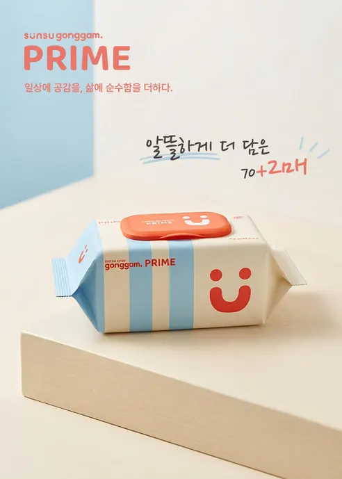 순수공감 프라임 물티슈, 캡형, 70gsm, 72매, 10팩 상세 이미지 5